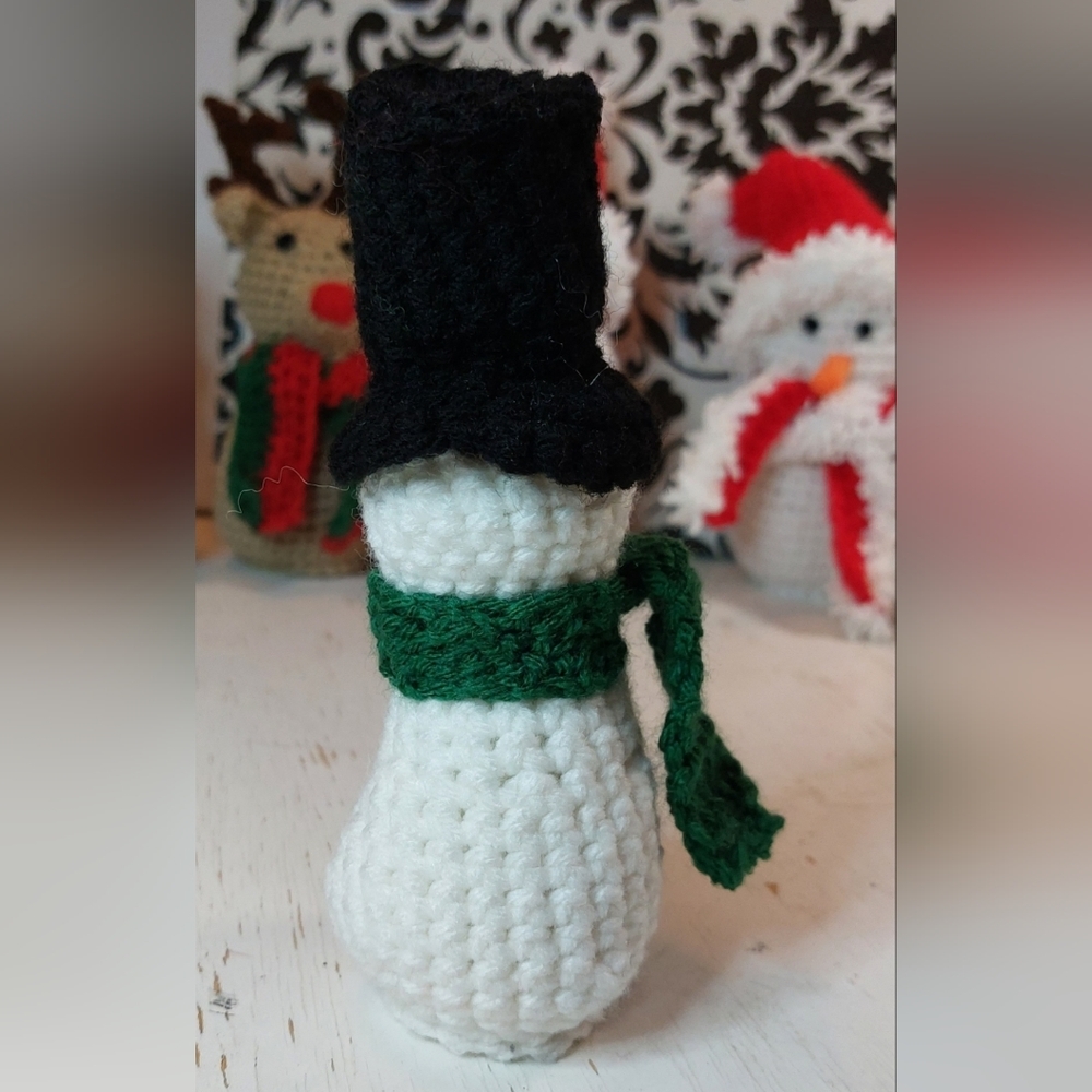 Christmas Mr. Green Scarf Snowman Handmade by me Holiday Decoration Unique Gift - Picture 4 of 6